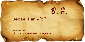 Becze Hannó névjegykártya